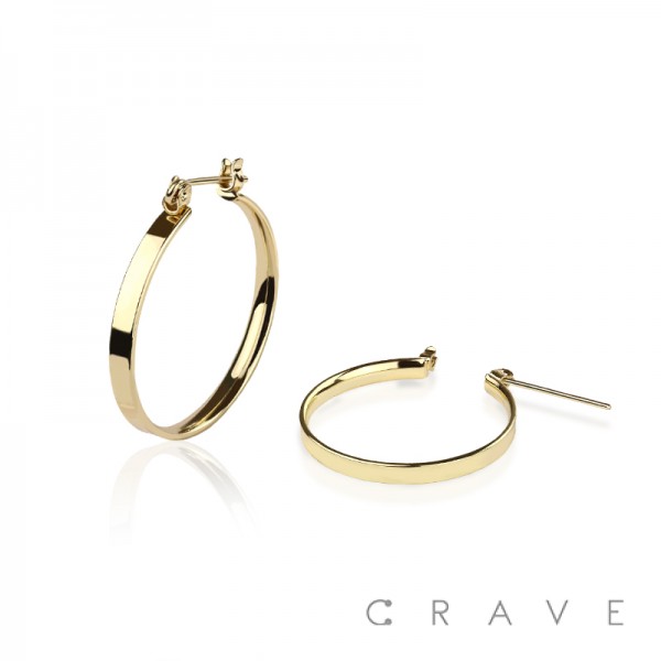 PAIR OF GOLD PLATED FLAT PLAIN WIRE EARRINGS