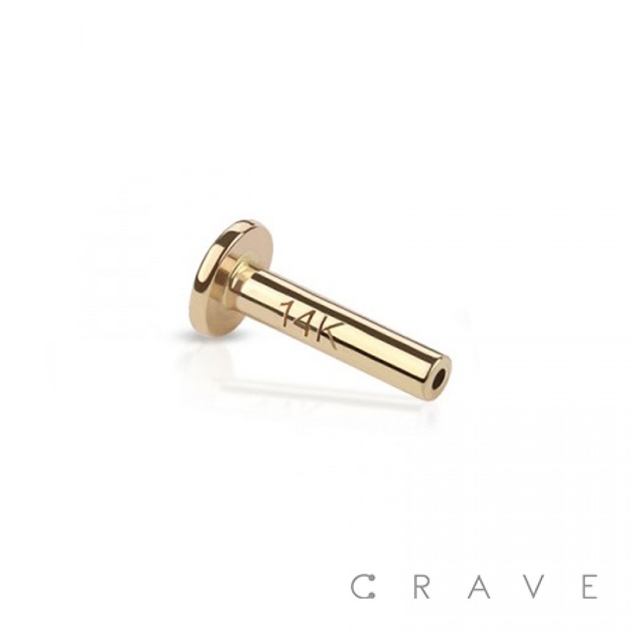 14 KARAT GOLD THREADLESS PUSHIN LABRET FLAT BACK STUD PINS