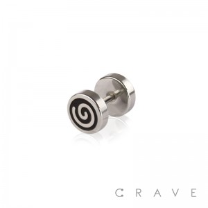316L SURGICAL STEEL FAKE PLUG W/ SWIRL PRIN