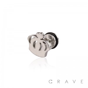 316L SURGICAL STEEL FAKE PLUG W/ "THE CROWN"