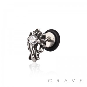 316L SURGICAL STEEL FAKE PLUG W/ VIKING CROSS GEM