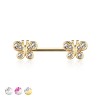 GEM PAVED BUTTERFLY 316L SURGICAL STEEL NIPPLE BAR
