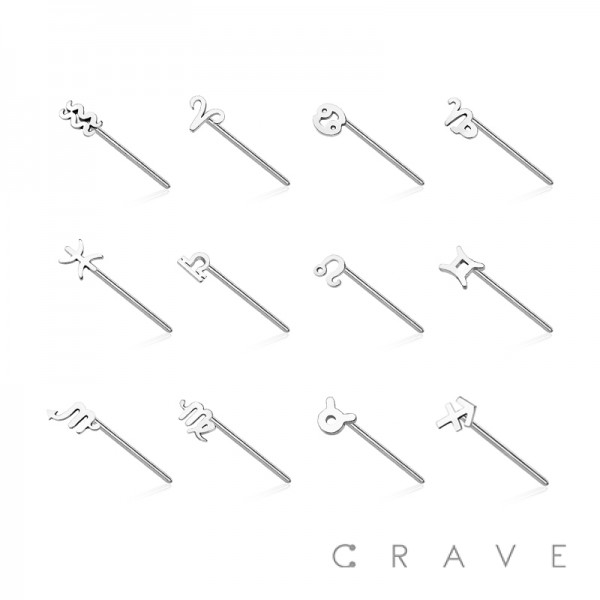 ZODIAC SIGN 316L SURGICAL STEEL 15MM NOSE PIN FISHTAIL