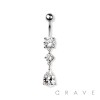 CZ PRONG TEAR DROP DANGLE 316L SURGICAL STEEL NAVEL RING