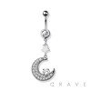 MOON AND STAR DANGLE 316L SURGICAL STEEL NAVEL RING