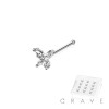 12PCS OF 925 STERLING SILVER NOSE BONE STUD WITH CZ PRONG BUTTERFLY TOP
