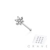 12PCS OF 925 STERLING SILVER NOSE BONE STUD WITH 6 CZ PRONG FLOWER TOP