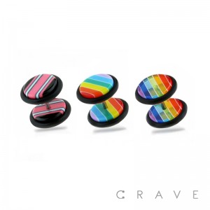 STRIPED PATTERN ACRYLIC FAKE PLUG W/ O-RINGS
