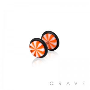 STRIPE PATTERN ACRYLIC FAKE PLUG W/ O-RINGS