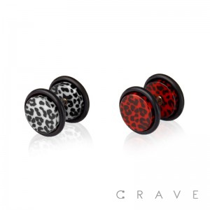 LEOPARD PRINT ACRYLIC FAKE PLUG W/ O-RINGS