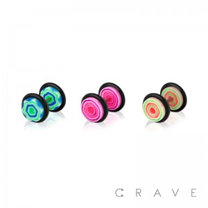 SWIRL PRINT ACRYLIC FAKE PLUG W/ O-RINGS