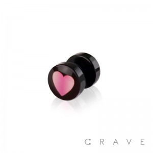 HEART PRINT ACRYLIC FAKE PLUG W/ O-RINGS