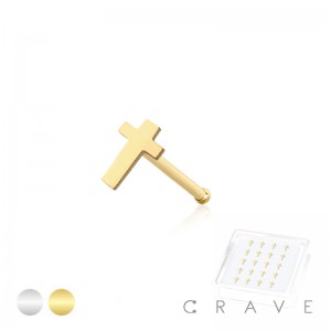 20PCS OF CROSS FLAT  HEAD 316L SURGICAL STEEL NOSE HOOP BOX