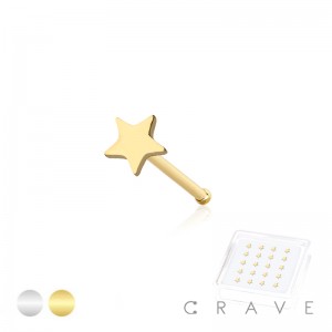 20PCS OF STAR FLAT HEAD 316L SURGICAL STEEL NOSE BONE  BOX