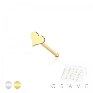 20PCS OF HEART FLAT HEAD 316L SURGICAL STEEL NOSE BONE  BOX