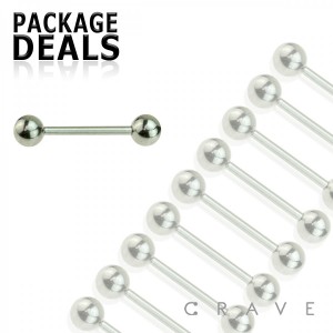 50 PCS OF 316L SURGICAL STEEL BARBELL PACKAGE PLAIN BALL (external thread)