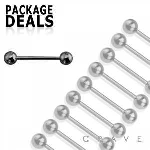 50 PCS OF BLACK PVD OVER 316L SURGICAL STEEL BARBELL WITH BALL PACKAGE (external thread)
