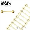 50 PCS OF GOLD PVD OVER 316L SURGICAL STEEL BARBELL WITH BALL PACKAGE