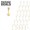 50PCS OF GOLD PVD PLATED OVER 316L SURGICAL STEEL LABRET WITH PRESS FIT GEM