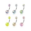 IRIDESCENT EFFECT COATED GLITTER ACRYLIC 316L SURGICAL STEEL BELLY BUTTON RING