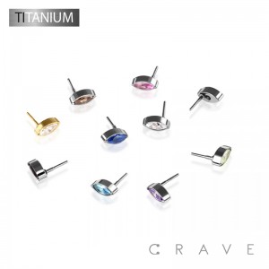 IMPLANT GRADE TITANIUM THREADLESS PUSH IN MARQUISE TOP PIN PART(TOP PART ONLY)