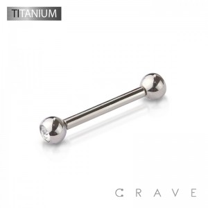 IMPLANT GRADE SOLID TITANIUM INTERNALLY THREADED BARBELLS WITH PRESS FIT DOUBLE GEM