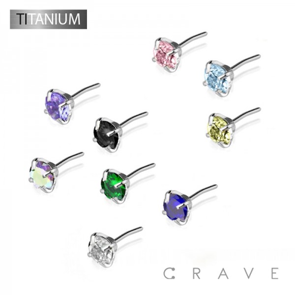 IMPLANT GRADE TITANIUM THREADLES PUSH IN CZ PRONG SET TOP PART