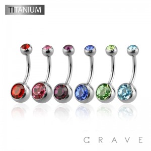 IMPLANT GRADE SOLID TITANIUM DOUBLE GEM NAVEL RING