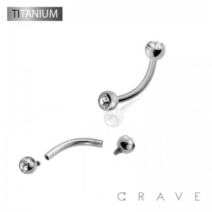 IMPLANT GRADE SOLID TITANIUM INTERNALLY THREADED EYEBROWS WITH PRESS FIT GEM