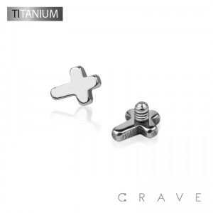 IMPLANT GRADE SOLID TITANIUM INTERNALLY THREADED CROSS DERMAL TOP PARTS(TOP PART ONLY)