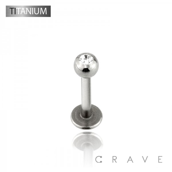 IMPLANT GRADE SOLID TITANIUM LABRET STUDS WITH CLEAR GEM BALL