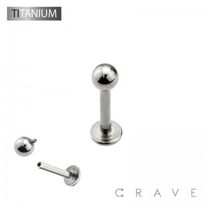 INTERNALLY THREADED IMPLANT GRADE SOLID TITANIUM LABRET STUDS WITH BALL SET