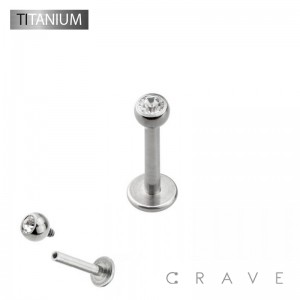 INTERNALLY THREADED IMPLANT GRADE SOLID TITANIUM LABRET STUDS WITH PRESS FIT GEM SET