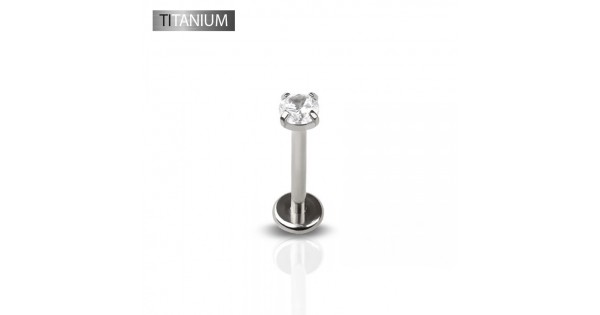 IMPLANT GRADE SOLID TITANIUM INTERNALLY THREADED CZ PRONG SET LABRET/MONROE
