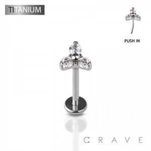 IMPLANT GRADE TITANIUM THREADLESS PUSH IN TRINITY CZ TOP LABRET SET