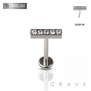 IMPLANT GRADE TITANIUM THREADLESS PUSH IN STRAIGHT CZ PAVED TOP LABRET SET