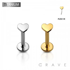 IMPLANT GRADE TITANIUM THREADLESS PUSH IN HEART TOP LABRET SET