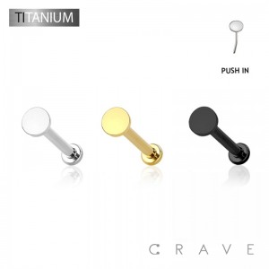 IMPLANT GRADE TITANIUM THREADLESS PUSH IN FLAT ROUND TOP LABRET  SET