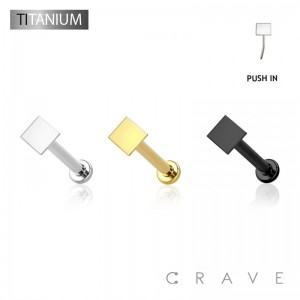 IMPLANT GRADE TITANIUM THREADLESS PUSH IN FLAT SQUARE TOP LABRET SET