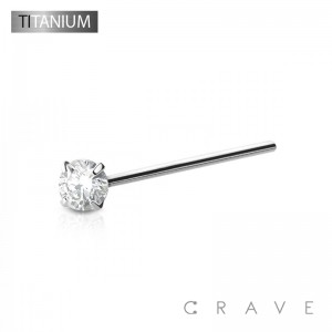 IMPLANT GRADE TITANIUM NOSE FISHTAIL WITH CZ PRONG SET