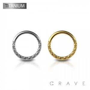 IMPLANT GRADE SOLID TITANIUM DIAMOND CUTTING LOOK HINGED SEGMENT RING 