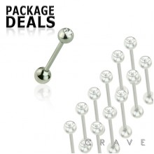 50PCS OF 316L SURGICAL STEEL SINGLE GEM BARBELL PACKAGE