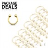 50PCS OF GOLD PVD PLATED OVER 316L SURGICAL STEEL HORSESHOE WITH BALL PACKAGE