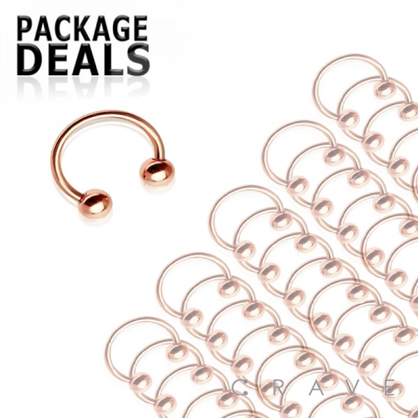 50 PCS OF ROSE GOLD PVD PLATED OVER 316L SURGICAL STEEL HORSESHOE WITH BALL PACKAGE