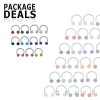 55 PCS MIXED COLORS 316L SURGICAL STEEL CRYSTAL PAVED FERIDO BALL HORSESHOE