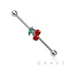 CHERRY 316L SURGICAL STEEL INDUSTRIAL BARBELL