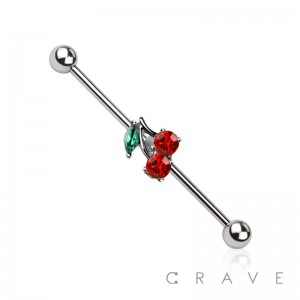 CHERRY 316L SURGICAL STEEL INDUSTRIAL BARBELL