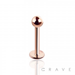 ROSE GOLD PV PLATED OVER 316L SURGICAL STEEL LABRET MONROE WITH BALL SET (external thread)