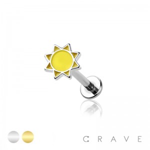 SUNNY TOP ENAMEL INTERNALLY THREADED 316L SURGICAL STEEL LABRET BAR	