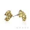 PAIR OF 18K GOLD PLATED STAINLESS STEEL ASYMETRIC SHAPE NUGGET EARRING